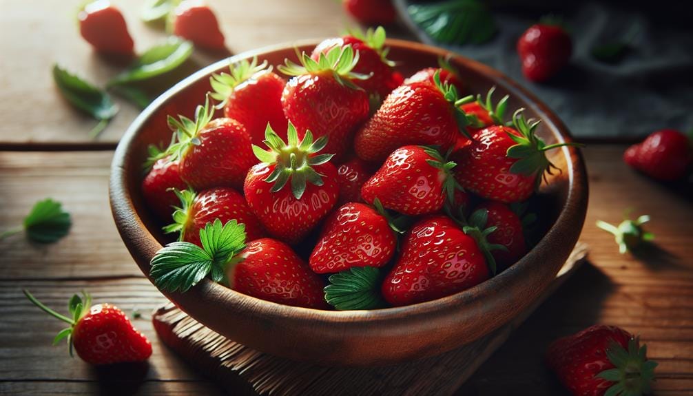 freshly picked ripe strawberries